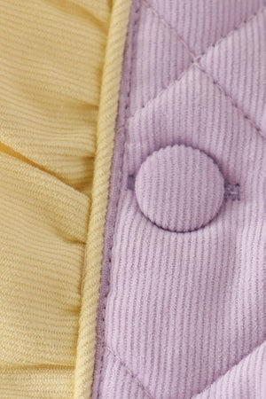 Purple corduroy bow embroidery ruffle jacket