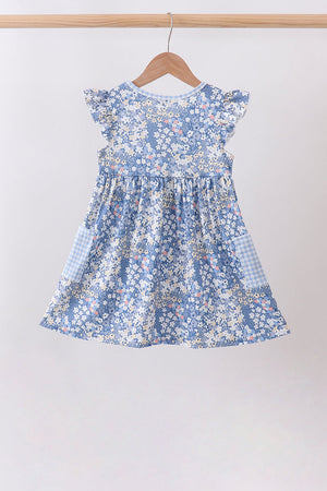 Blue Floral Print Dress