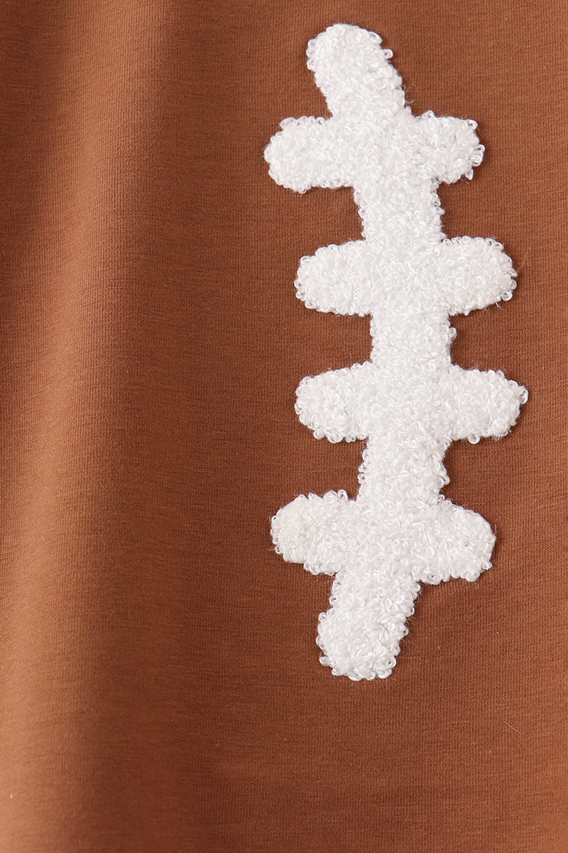Brown Football French Knot Top