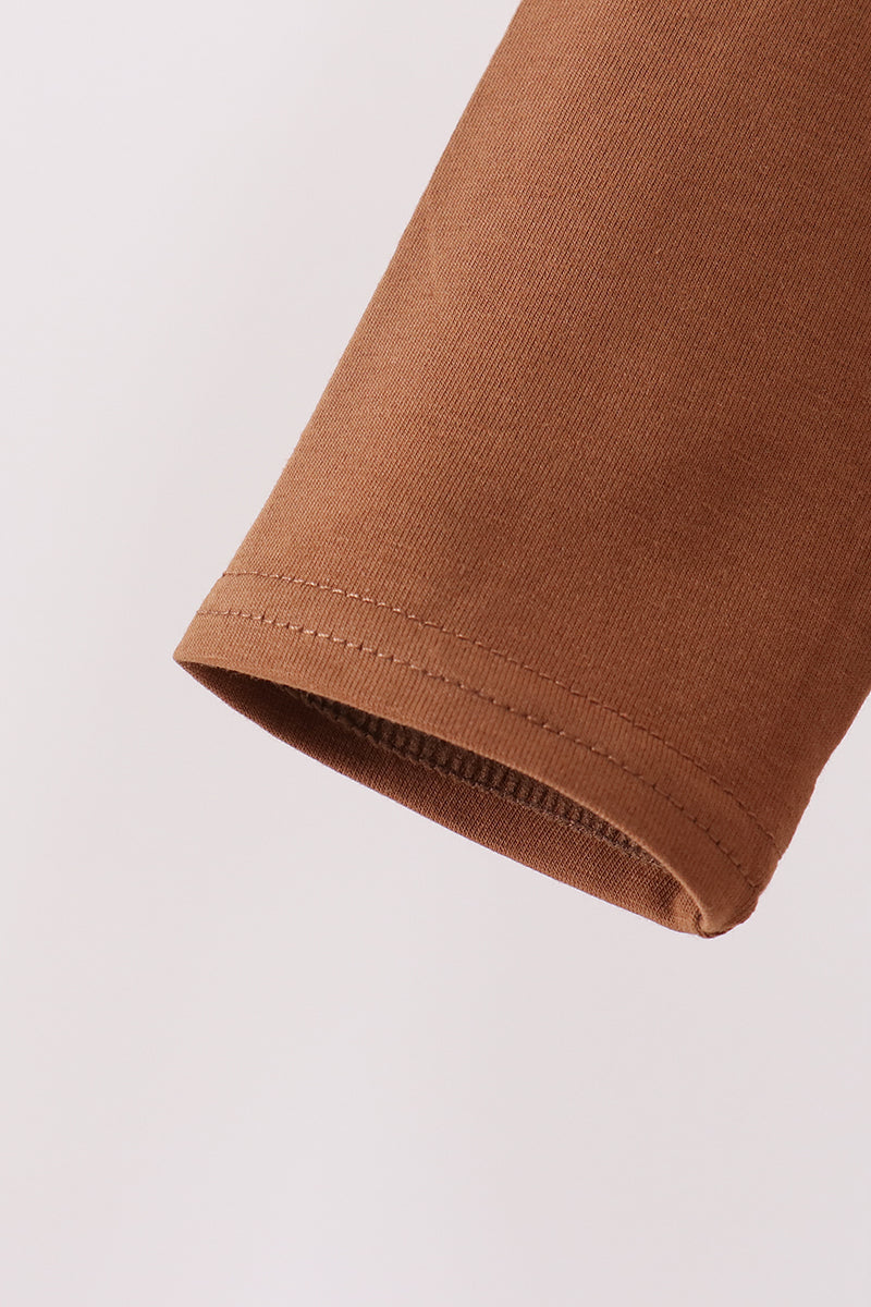Brown Football French Knot Top
