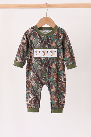 Camouflage Mallard Embroidery Romper