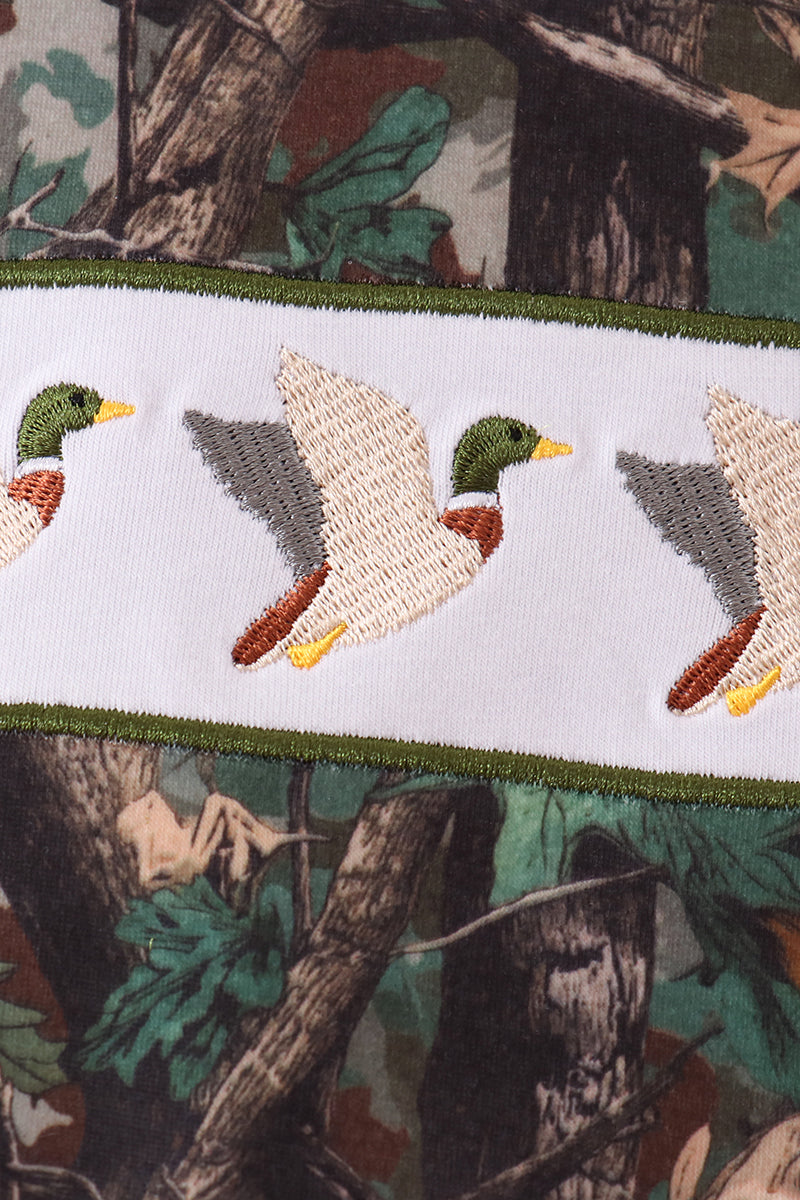 Camouflage Mallard Embroidery Romper
