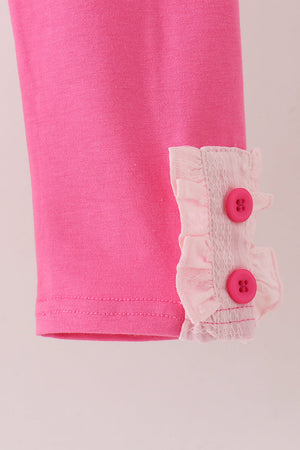 Pink Castle Embroidery Jacquard Pants Set