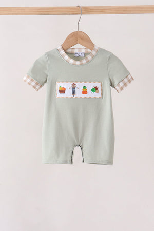 Green Scarecrow Embroidery Romper