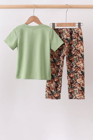 Green Hunting Print Pants Set