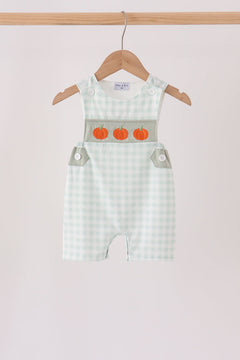 Sage pumpkin embroidery gingham jon jon