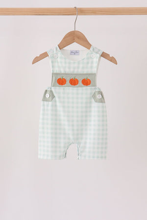Sage pumpkin embroidery gingham jon jon