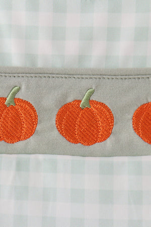 Sage pumpkin embroidery gingham jon jon