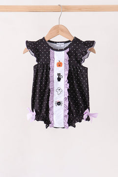 Black ghost spider embroidery ruffle bubble