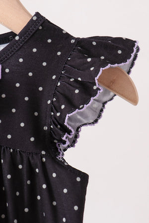 Black ghost spider embroidery ruffle bubble