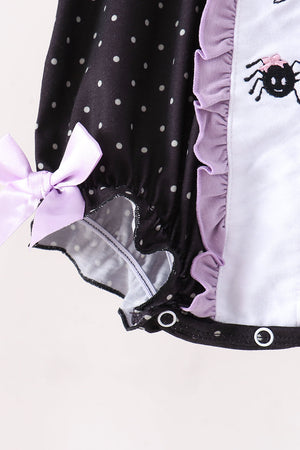 Black ghost spider embroidery ruffle bubble