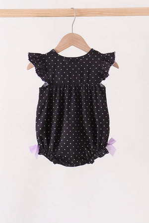 Black ghost spider embroidery ruffle bubble