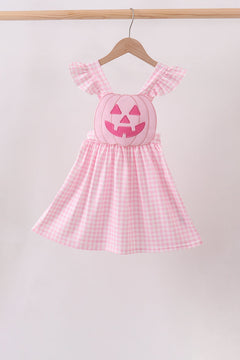Pink Jack-O-Lantern  Applique Ruffle Dress