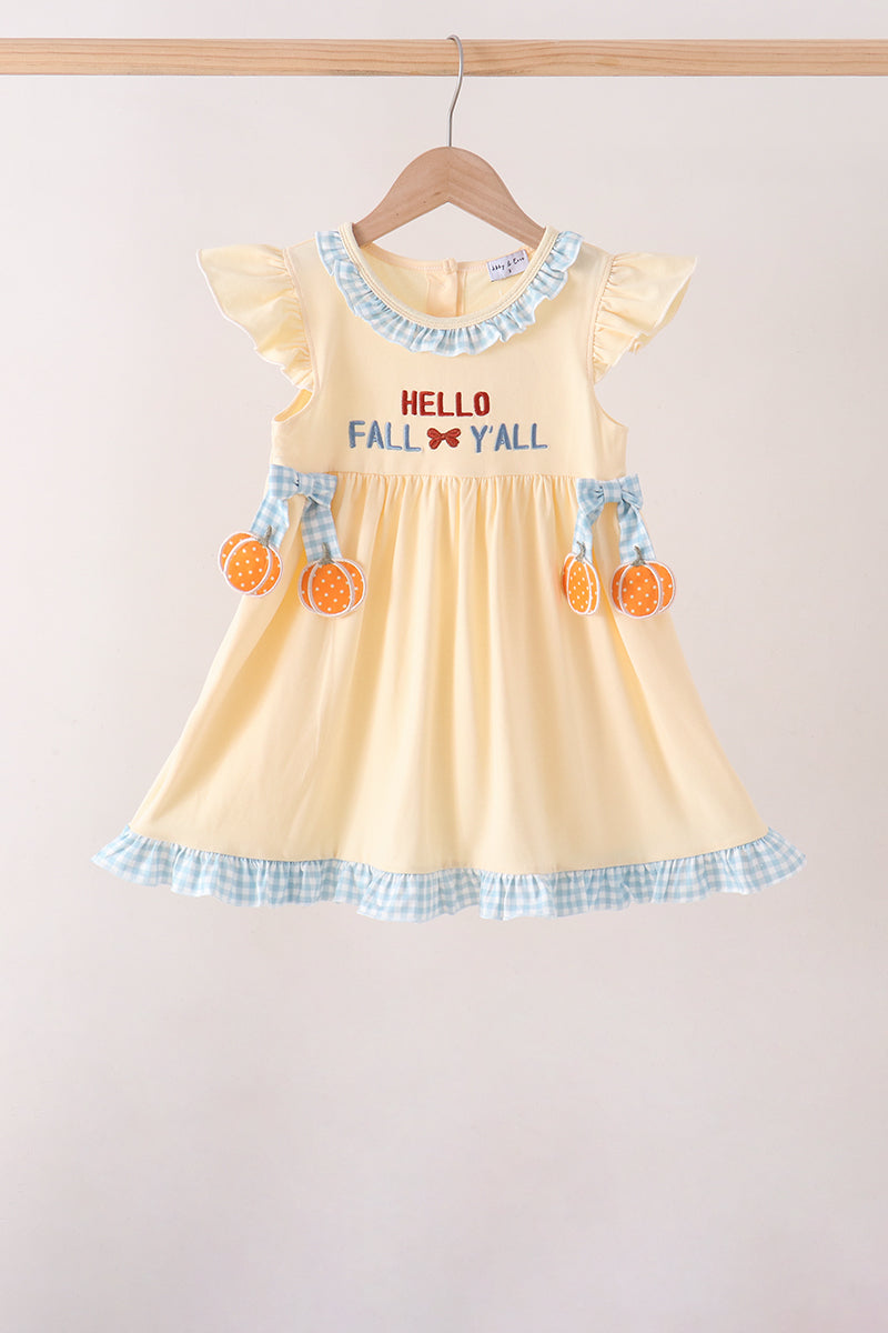 Hallo Fall Y'ALL Pumpkin Ruffle Dress