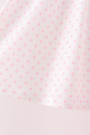Pink bow pearl ruffle pants set
