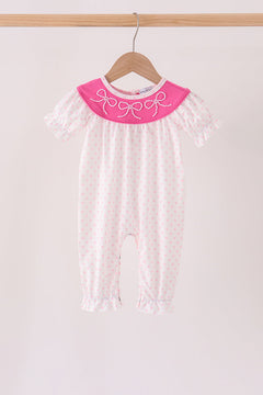 Pink bow pearl romper