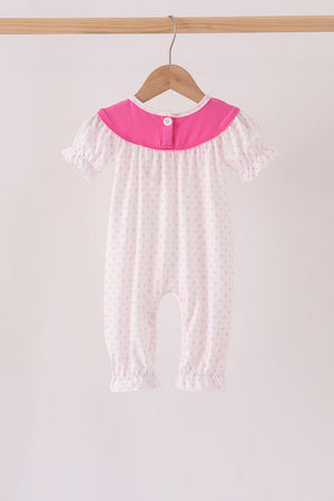 Pink bow pearl romper