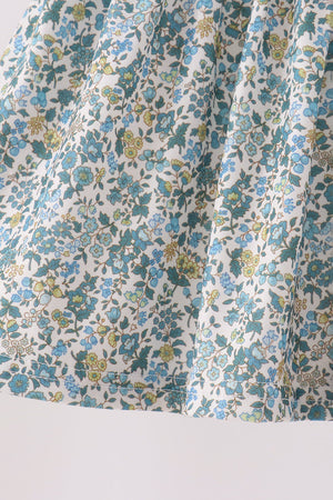Sage Floral Smocked Ruffle Bloomer Set