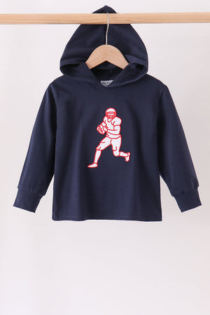 Navy Football Embroidery Hoodie