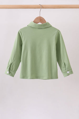 Sage Pumpkin Embroidered Button Down Shirt