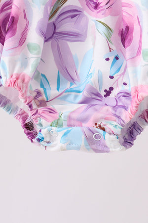 Purple Bow Embroidered Floral Bubble