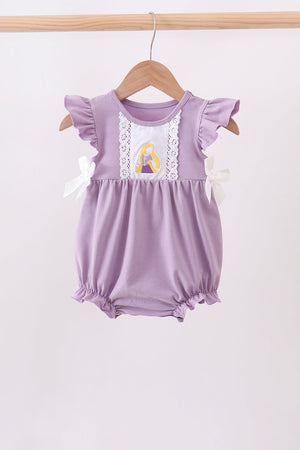 Purple character embroidery ruffle bubble