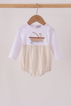 Khaki Puppy Fishing Embroidery Bubble