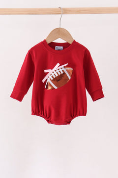 Maroon football bow sequin bubble