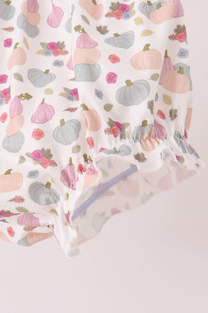 Pink pumpkin bow applique bloomer set