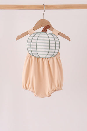 Khaki pumpkin applique bubble