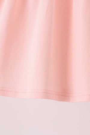 Pink pumpkin bow applique ruffle dress