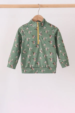 Green mallard zip pullover