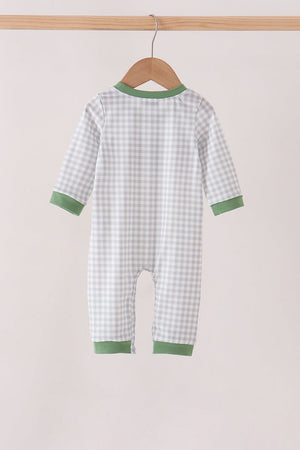 Green tools embroidery romper