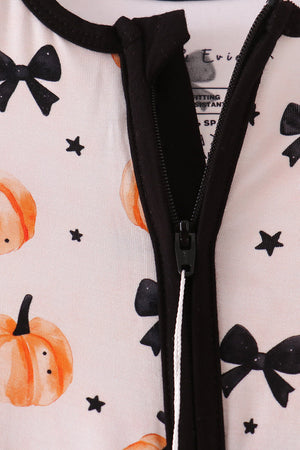 Bow pumpkin bamboo romper