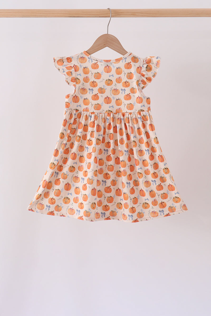 Pumpkin Bow Ruffle Dress