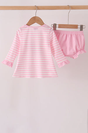 Pink football sequin stripe bloomer set