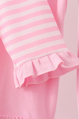 Pink football sequin stripe ruffle pants set