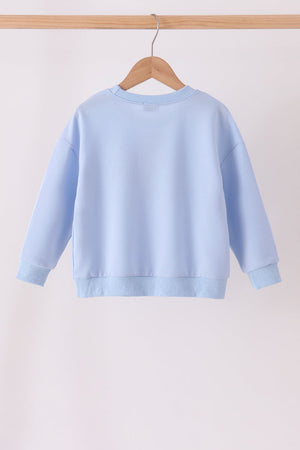 Blue football sequin mom&me top