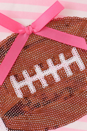 Pink football sequin stripe ruffle bubble