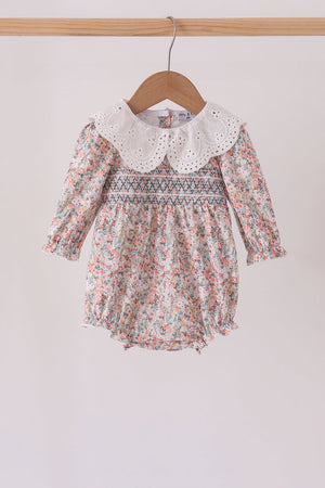 Floral smocked lace bubble
