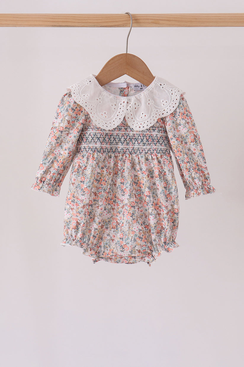Floral smocked lace bubble