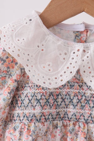 Floral smocked lace bubble
