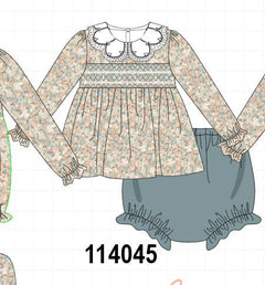 Floral smocked lace bloomer set
