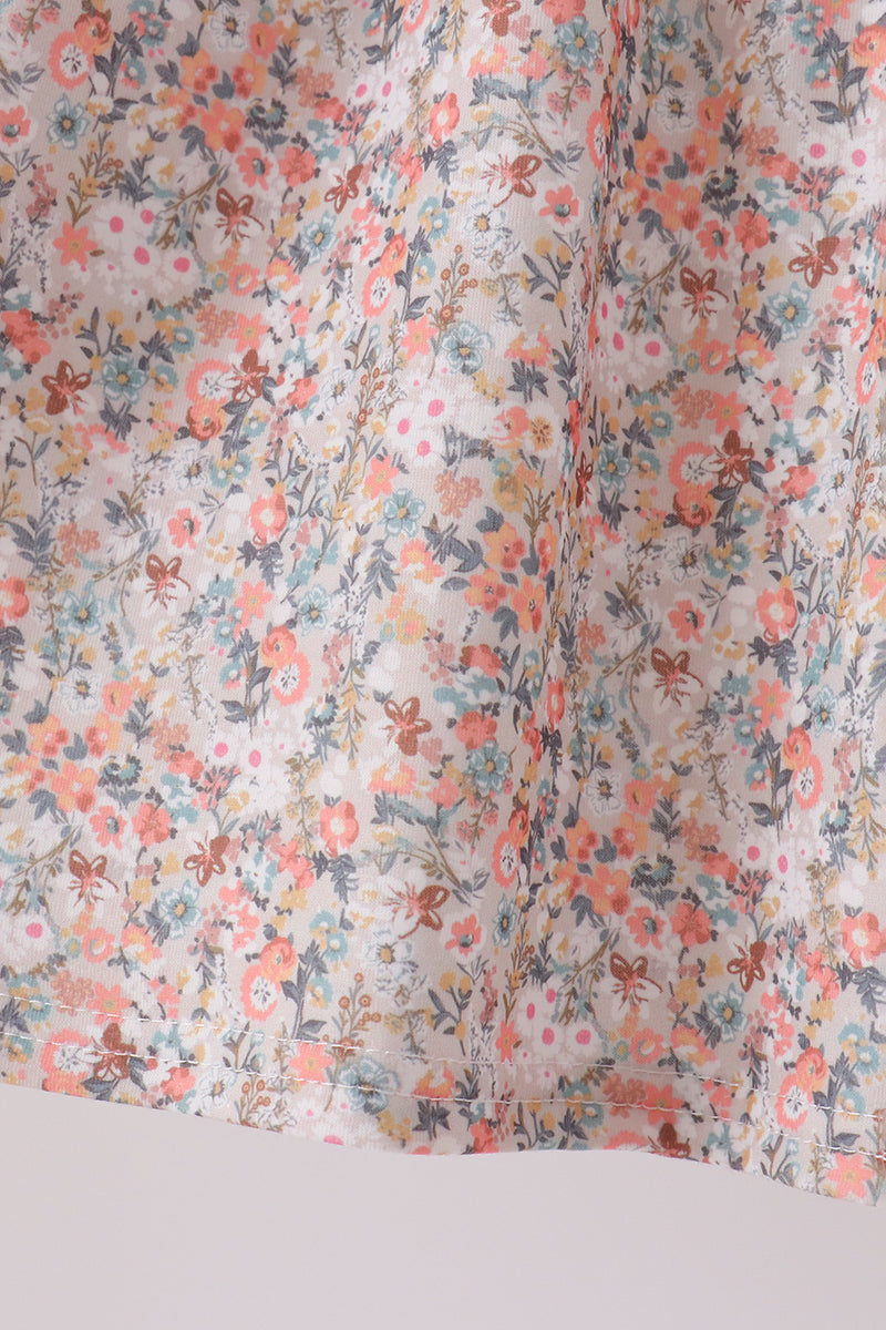 Floral smocked lace dress