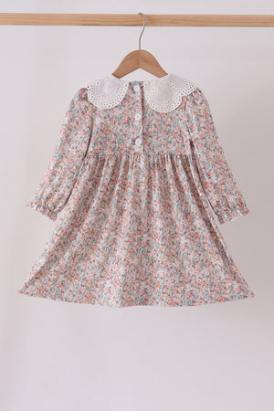 Floral smocked lace dress
