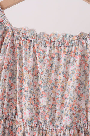 Floral print tiered mom dress