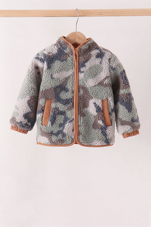 Neutral camouflage fleece jacket