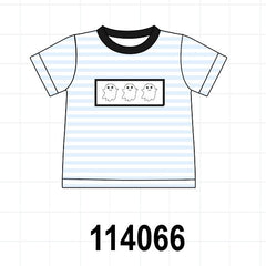 Blue Ghost Embroidery Stripe Top