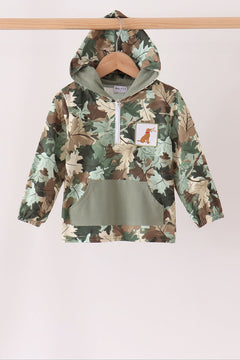 Camouflage puppy embroidery hoodie