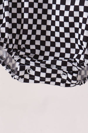 Black car embroidery checkered bubble